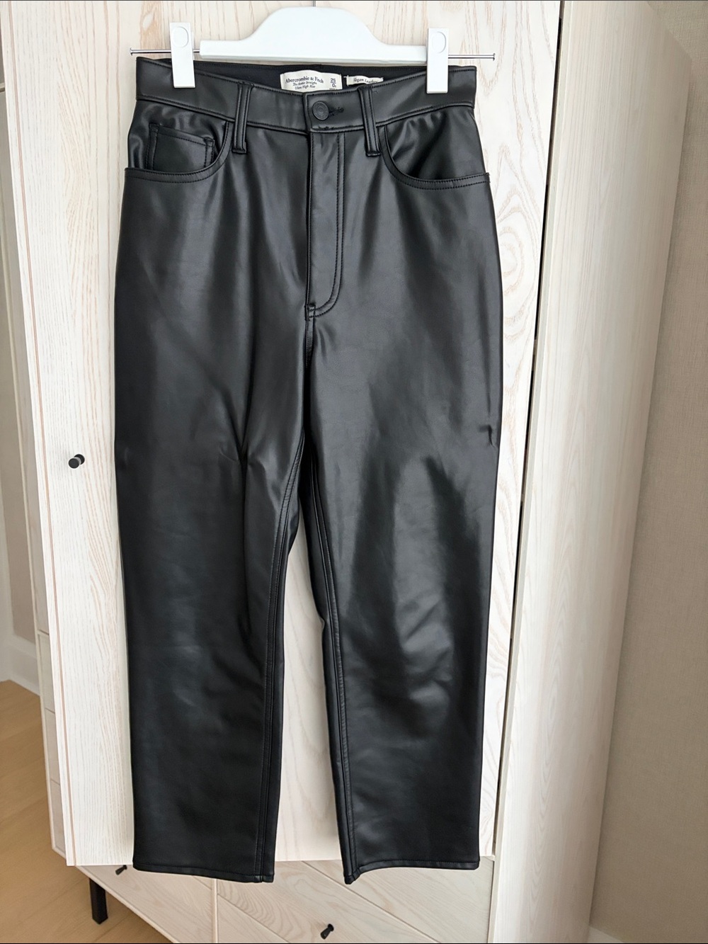 Abercrombie & Fitch Black Straight Faux Leather Jeans